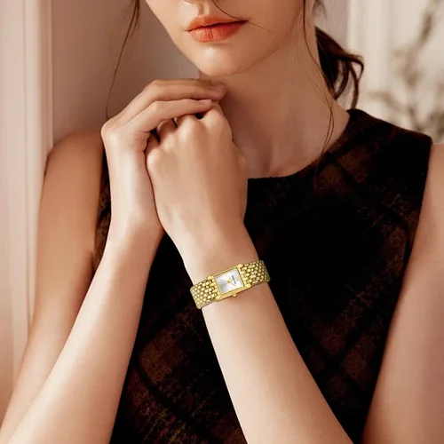 Vista 8 de GOLDEN HOUR Reloj de oro con pulsera rectangular vintage para mujer