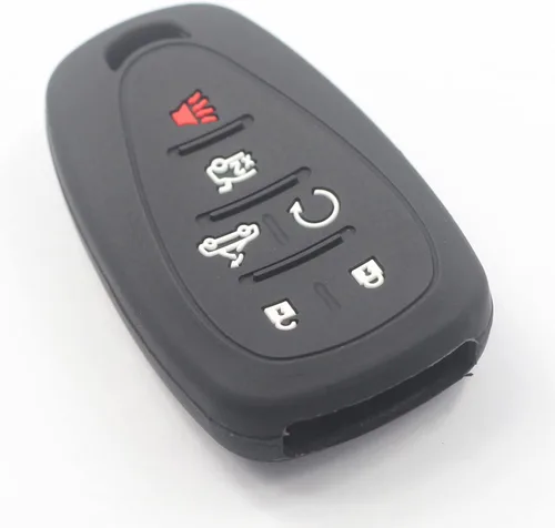 Vista 3 de 2 fundas protectoras de silicona de goma negra con 6 botones para llavero inteligente sin llave compatible con Chevrolet Camaro Convertible 2016