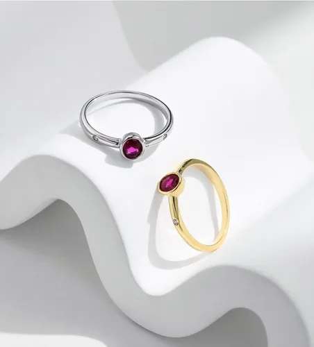 Vista 5 de Anillos para mujer de compromiso, anillos de compromiso ovalados solitario con espinela creada en oro blanco