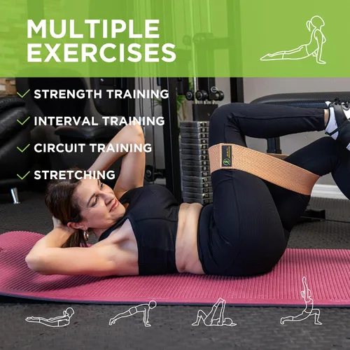 Vista 7 de Juego de bandas de resistencia multifuncionales – Bandas antideslizantes para piernas, glúteos, yoga, pilates, rehabilitación y entrenamientos