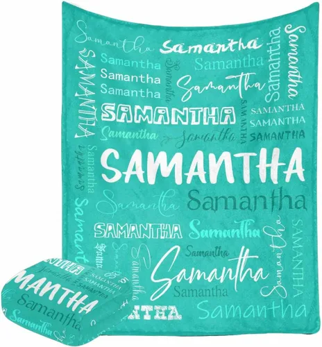 Vista 27 de Manta personalizada con nombre con fuente diferente y colorida para niños, mujeres y hombres, divertida decoración personalizada para el hogar, cama