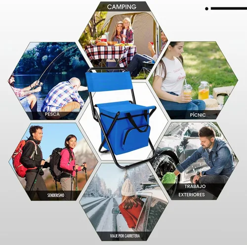 Vista 7 de Jerify Silla de pesca de 2 piezas con bolsa enfriadora, taburete de pesca compacto plegable multifuncional, silla de caza, taburete portátil con Azul