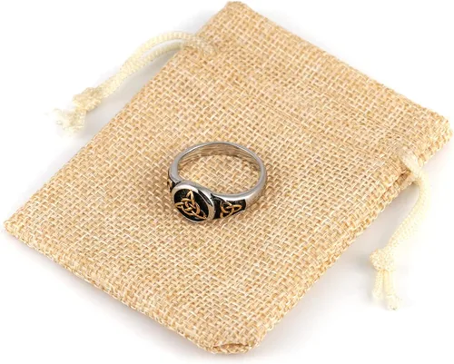 Vista 12 de HZMAN Triquetra Trinity Knot Anillo de acero inoxidable con nudo celta irlandés