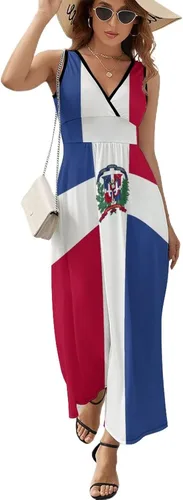 Vista 15 de Vestido largo con bandera dominicana para mujer, top de verano, talla XS, Estilo-4