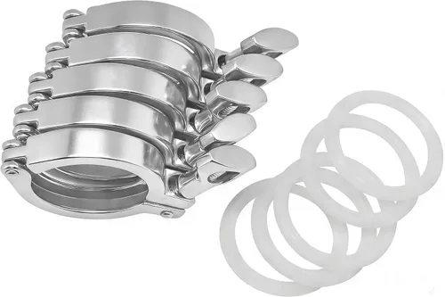 Vista 16 de Acero inoxidable 304 Single Pin Heavy Duty Tri Clamp con tuerca de ala para virola TC 1.5 "con 1 unid junta de silicona