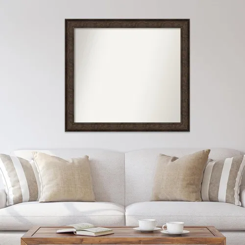 Vista 342 de Amanti Art Espejo de pared personalizado no biselado (25 x 25 pulgadas), marco de bronce acentuado, varios tamaños personalizados, espejo de baño