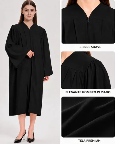 Vista 3 de Unisex Matte Choir Robes for Church &Graduation Gown Only,Graduation Robe,Judge Robes Negro
