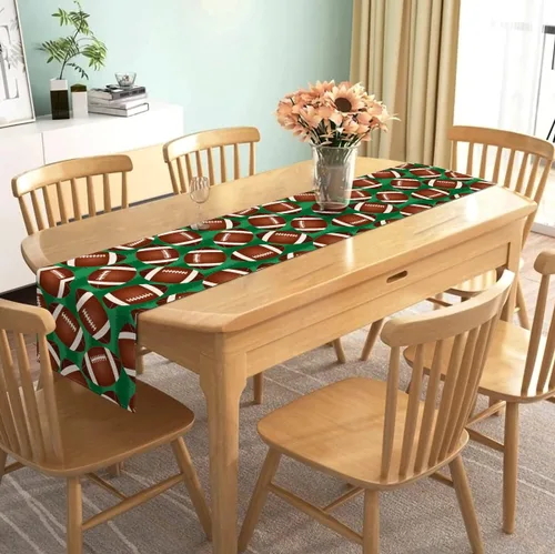 Vista 2 de Nepnuser Camino de mesa de fútbol para niños, decoración de fiesta de cumpleaños, estilo americano, día de juego, granja, hogar, comedor, cocina