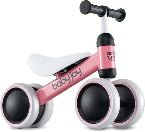 Vista 12 de BABY JOY Bicicleta de equilibrio, sin pedales, 4 ruedas, con asiento suave, como primer juguete de montar como regalo de cumpleaños, bicicleta