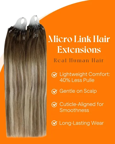 Vista 4 de Sunny Hair Extensiones de cabello humano microlink de 24 pulgadas, fáciles
