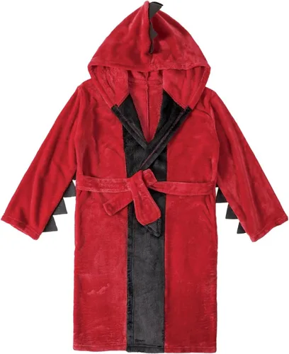 Vista 2 de LOLANTA Bata de baño para niños y niñas, con capucha, forro polar de dinosaurio, suave, con cinturón, ropa de dormir suave