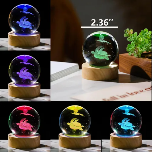 Vista 3 de Regalos de Tortuga Marina 3D para Mujeres, Bola de Cristal de 60mm - Figuras de Tortuga Marina Decoración de Vidrio Animales Figurina Decoración