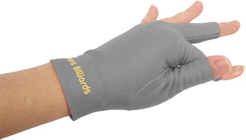 Vista 4 de Guantes de piscina, 3 dedos, duraderos, universales, para billar, para la mano izquierda (gris oscuro)