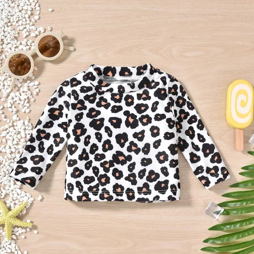Vista 4 de HINTINA Traje de baño de manga larga para bebé recién nacida con sombrero