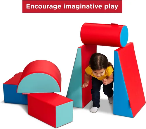 Vista 4 de Radio Flyer, Tumble Town Bloques de espuma – Arco iris, estructura de escalada y juego para interiores, bloques de escalada de espuma grandes