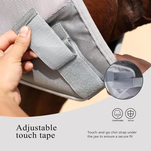 Vista 6 de Harrison Howard Máscara de media cara con protección UV y transpirable para uso equino, cómoda, gris, XS