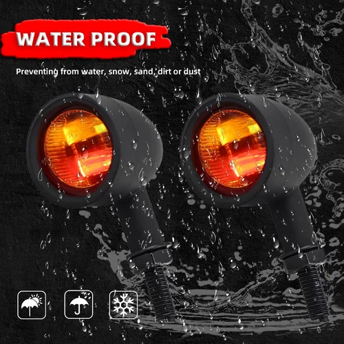 Vista 6 de FATECIM 2 luces LED de señal de giro para motocicleta, luces de conducción de alta resistencia, intermitentes traseros para Bobber Harley, Honda