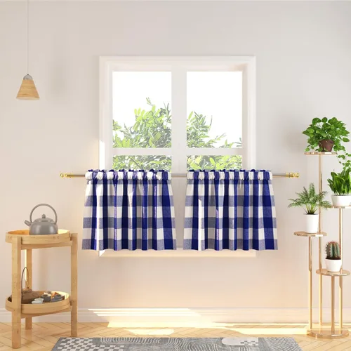 Vista 224 de Cenefas de cortina para ventana de 16 pulgadas de largo, 2 paneles de cuadros búfalo, cortinas pequeñas con bolsillo para barra, estilo clásico