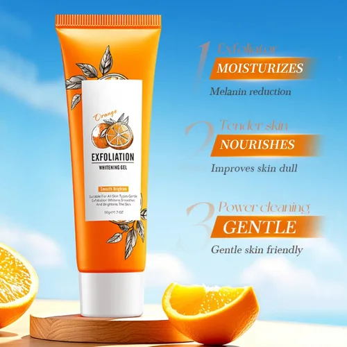 Vista 4 de Gel exfoliante naranja, gel pelador de vitamina C para cara y cuerpo, exfoliante facial suave, exfoliante hidratante y de limpieza profunda, suaviza