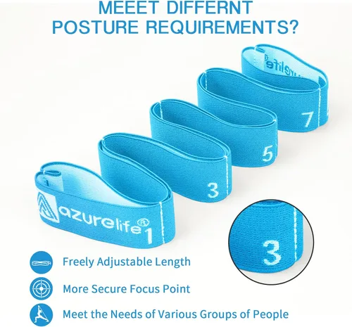 Vista 2 de A AZURELIFE Elastic Yoga Stretching Strap, Multi-Loop Stretch Strap for Physical Therapy, Pilates, Yoga, Dance & Gymnastics Exercise and Flexible