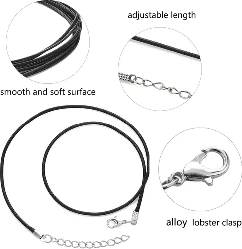 Vista 2 de 100 piezas de cordón encerado para collar con cierre, collar a granel, cuerda, pulsera, cuerdas para hacer joyas, colgantes, suministros