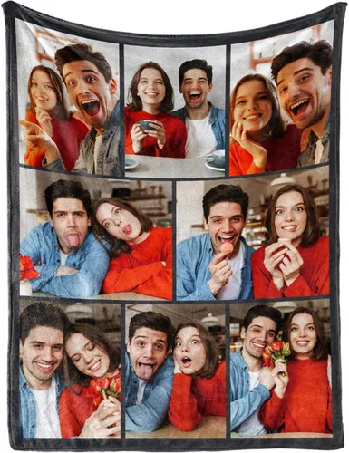 Vista 12 de MeMoShe Manta personalizada de felpa con foto para regalo de cumpleaños para novio o novia 40x50 pulgadas, manta personalizada con imagen, regalos
