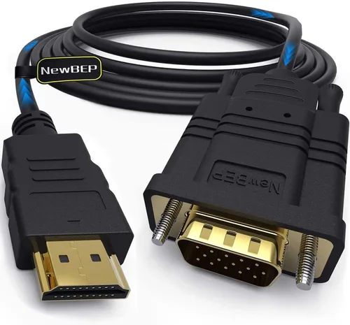 Vista 8 de NewBEP Cable HDMI a VGA, adaptador HDMI macho a VGA macho de 1080P chapado en oro 1080P convertidor de video activo compatible con computadora