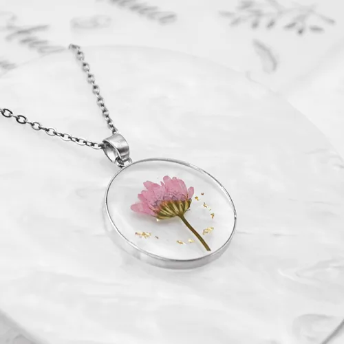 Vista 55 de Pressed Flower Necklace Gift for Women Personalized Handmade Necklaces Birth Flower Necklace