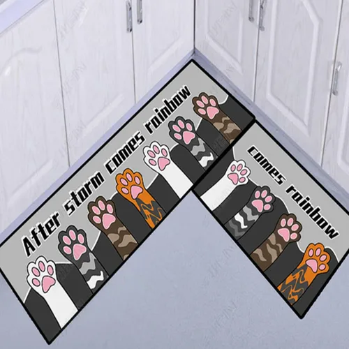 Vista 32 de Alfombras de cocina coloridas para piso, alfombras de cocina antideslizantes, juego de tapetes de cocina de granja, alfombras y tapetes de cocina