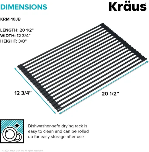 Vista 3 de Kraus Escurridor de platos enrollable sobre el fregadero de 20.5 pulgadas en negro azabache