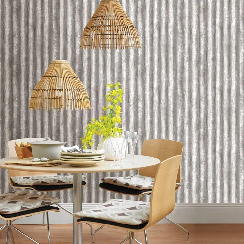 Vista 2 de A-Street Prints 2701-22336 SSilver Papel pintado de metal corrugado, plata