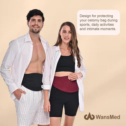 Vista 3 de Fundas para bolsas de ostomía WansMed para hombres y mujeres Cinturón para ostomía para deportes y vida diaria Solución a prueba de fugas y que