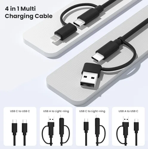 Vista 3 de Elebase Cable de carga 4 en 1 de 3.3 pies, cable de carga múltiple, cable de carga múltiple para iPhone con adaptador USB/Lightning para Apple 17 16