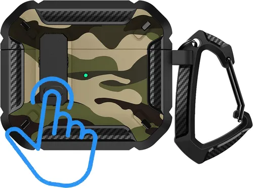 Vista 10 de YSNZAQ Funda para AirPods 4, potente protección contra caídas, con mosquetón llavero y clip de bloqueo para AirPods4 2024 MCEJ azul oscuro