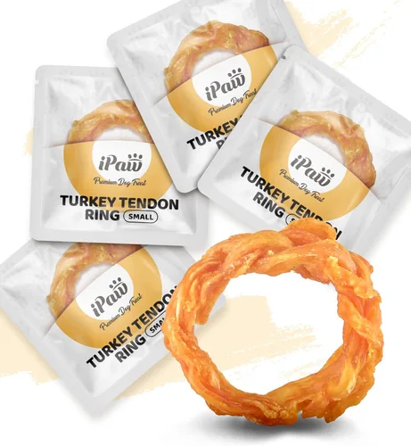 Vista 9 de iPaw - Tendón de pavo para perros, masticable natural de grado humano para cachorros, hueso 4 Pcs/Pack (Small), Single Protein, Hypoallergenic