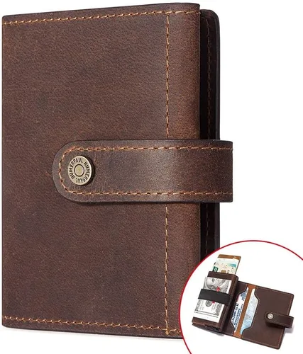 Vista 2 de HUMERPAUL Cartera de seguridad para tarjetas de crédito Soporte para tarjetas RFID Cartera pequeña Soporte para 9 tarjetas de crédito Bloqueo