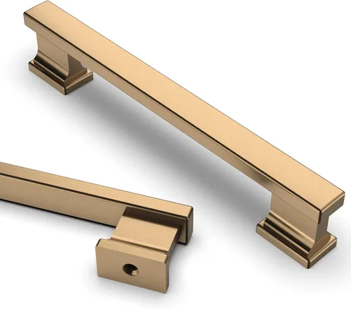 Vista 8 de Asidrama - Paquete de 6 manijas de gabinete de cocina color latón cepillado de 3.75 pulgadas (96mm), tiradores para gabinete, accesorios