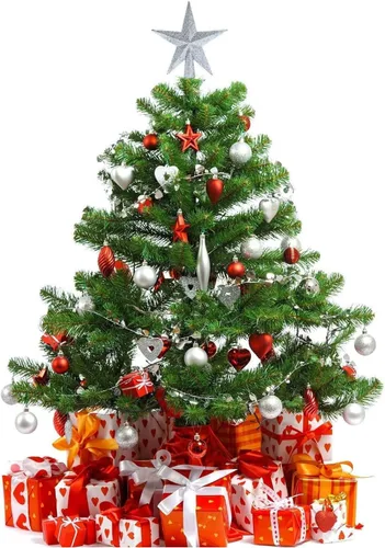 Vista 3 de Paquete de 2 mini estrellas con purpurina para árbol de Navidad pequeños adornos de árbol de Navidad