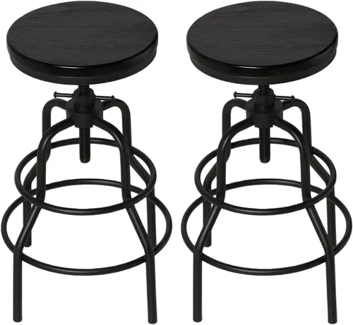 Vista 17 de LOKKHAN Taburetes de bar industriales - Taburete de bar giratorio de cuero y metal - De 20 a 27 pulgadas de alto, altura ajustable para encimera