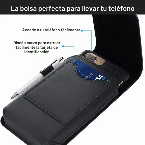 Vista 2 de BECPLT Funda de cinturón de cuero para iPhone 16 Pro/15/14/13/12/11 Pro y Galaxy S25/S24/S23/S22/S21/S20 - Estuche duro delgado con clip/asas