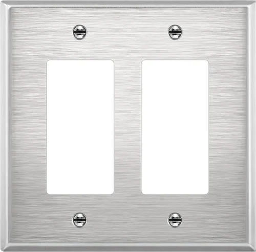 Vista 18 de ENERLITES Placa de pared metálica decorativa para interruptor o tomacorriente, resistente a la corrosión, tamaño de 2 segmentos, 4.50" x 4.57