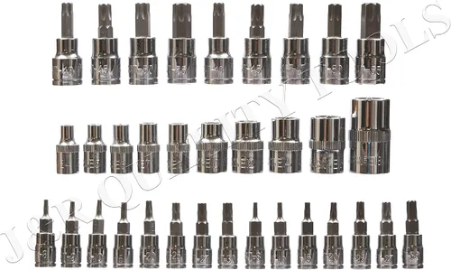 Vista 2 de VCT Juego de brocas Torx y E-Socket de 35 piezas con estuche con brocas de acero industriales S2