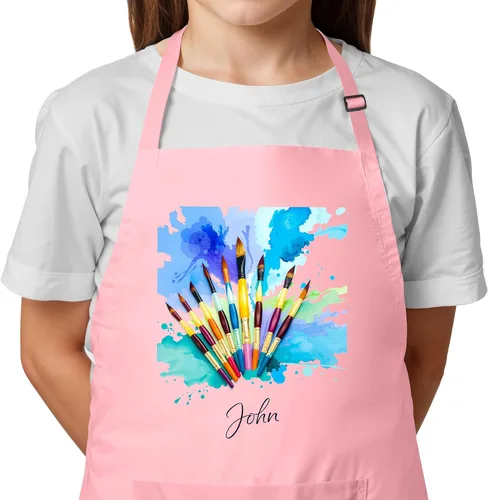 Vista 9 de Delantal personalizado para niños con nombre personalizado, delantal de artista para pintar y manualidades, relleno de calcetines para niños y niñas
