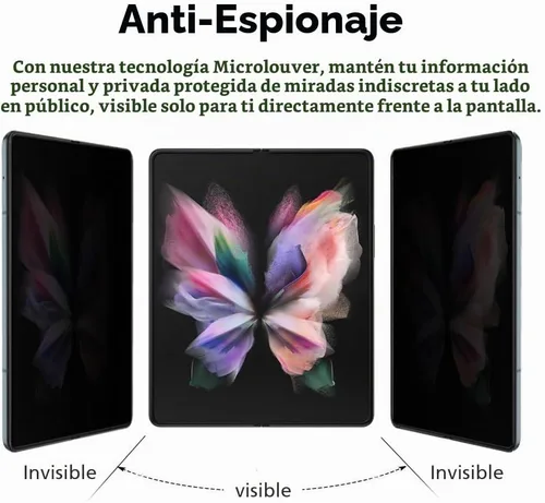 Vista 2 de [Paquete de 2+2] Protector de pantalla anti-espía para Samsung Galaxy Z Fold 3, 2 piezas en el interior + 2 piezas frontal flexible EPU película