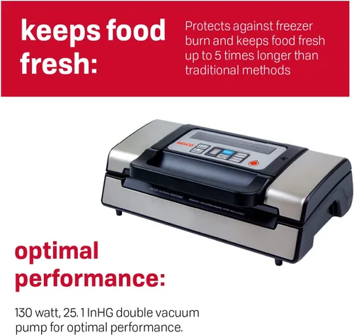 Vista 3 de Nesco Deluxe Food VS-12 - Sellador al vacío, 130 vatios y bolsa selladora al vacío NESCO VS-07V, paquete variado y bolsas selladoras al vacío NESCO