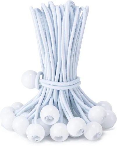 Vista 15 de Paquete de 30 cuerdas elásticas con bola, cuerdas elásticas resistentes de 4 pulgadas, lona de toldo con bolas elásticas para amarre de dosel