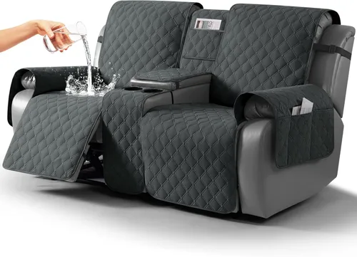 Vista 11 de TAOCOCO Funda para Sillón de Dos Plazas Reclinable 100% Impermeable con Consola Central, Funda de Sofá Reclinable Reversible para 2 Asientos
