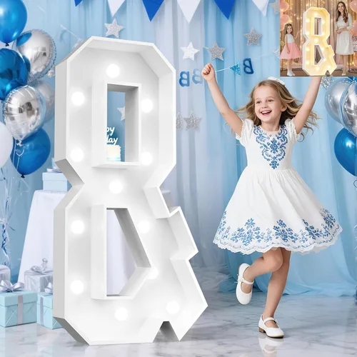 Vista 63 de Pooqla Letras de marquesina iluminadas de 3 pies, letras de marquesina con luz LED blanca fría y blanca cálida, letras de mosaico gigante para Letra