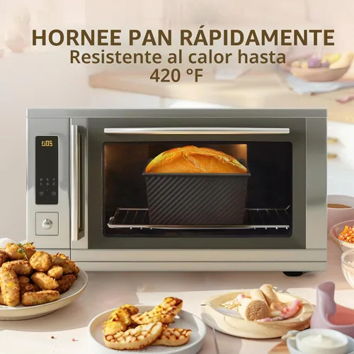 Vista 3 de KITESSENSU Molde para pan Pullman de acero al carbono con tapa, capacidad de masa de 1 libra, negro, antiadherente, pan y tostadas