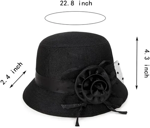 Vista 4 de IZONHERE Sombrero de iglesia para mujer con flor de encaje para boda, novia, fiesta de té vintage